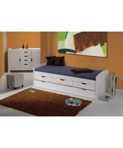 Letto singolo con cassetti e secondo letto a scomparsa "ulli" 98x205x63 cm